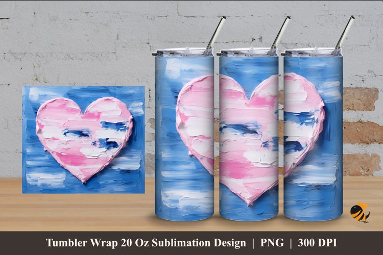 Painting Oil Love Tumbler Wrap Sublimation Design 4 example image 1