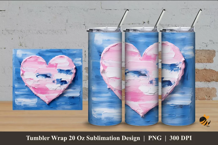 Painting Oil Love Tumbler Wrap Sublimation Design 4