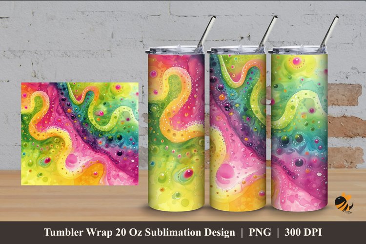 Funky Cells Color Tumbler Wrap Sublimation Design 4 example image 1