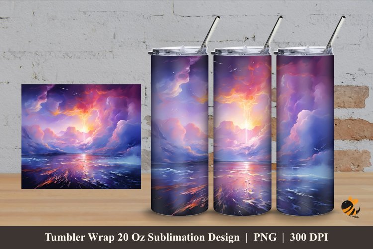 Big Rainstorm Tumbler Wrap Sublimation Design 4 example image 1