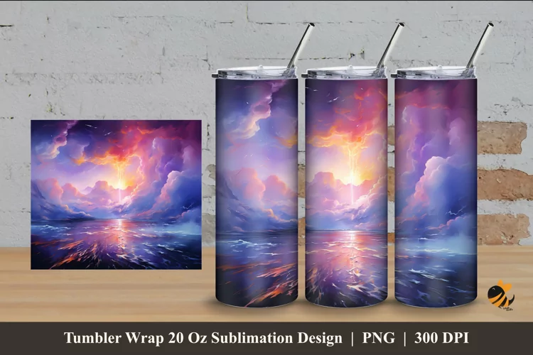 Big Rainstorm Tumbler Wrap Sublimation Design 4