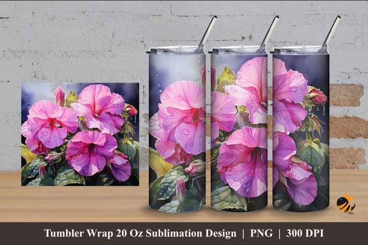 Glixonia Blooming Tumbler Wrap Sublimation Design 4 example image 1