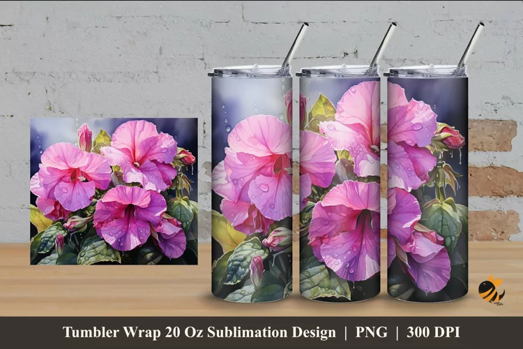 Glixonia Blooming Tumbler Wrap Sublimation Design 4