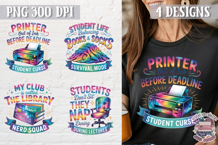 Student Quote Colorful Clipart PNG Sublimation 4 Designs