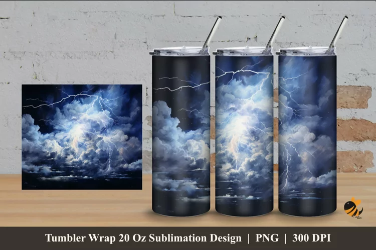 Thunderbolt Tumbler Wrap Sublimation Design 4