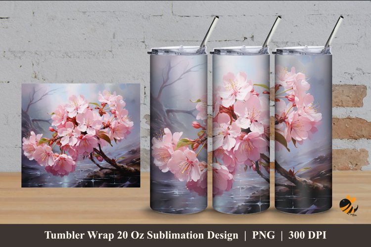 Spring Blooming Tumbler Wrap Sublimation Design 4