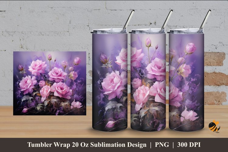 Luxurious Flowers Tumbler Wrap Sublimation Design 4