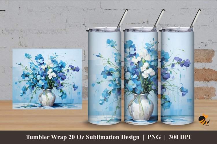 Sweet Peas Flower Tumbler Wrap Sublimation Design 4