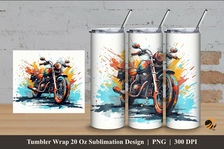 Custom Motorbike Tumbler Wrap Sublimation Design 4