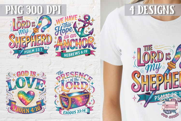 Bible Quote Colorful Clipart PNG Sublimation 4 Designs