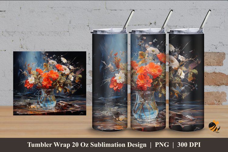 Water Flower Tumbler Wrap Sublimation Design 4