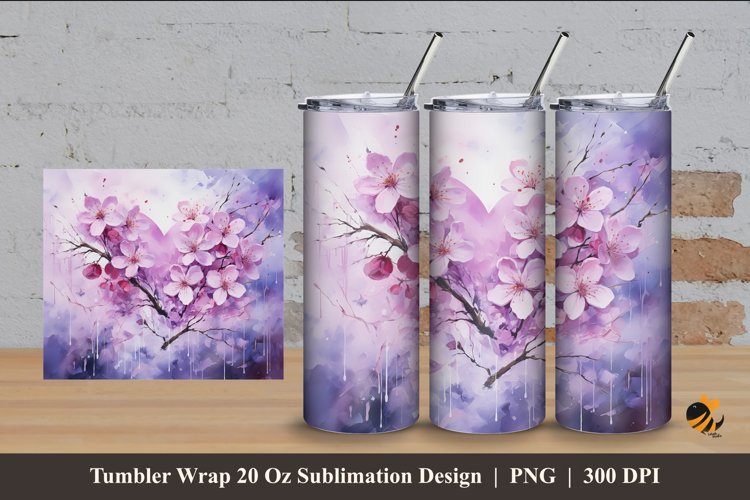 Twig of Love Tumbler Wrap Sublimation Design 4 example image 1