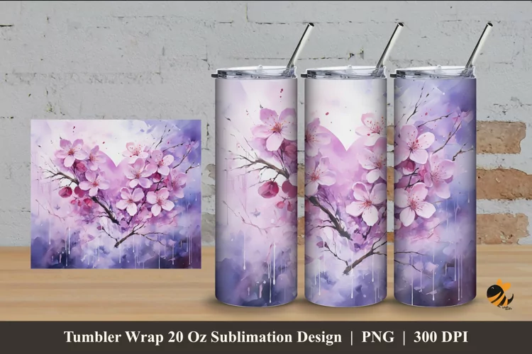 Twig of Love Tumbler Wrap Sublimation Design 4