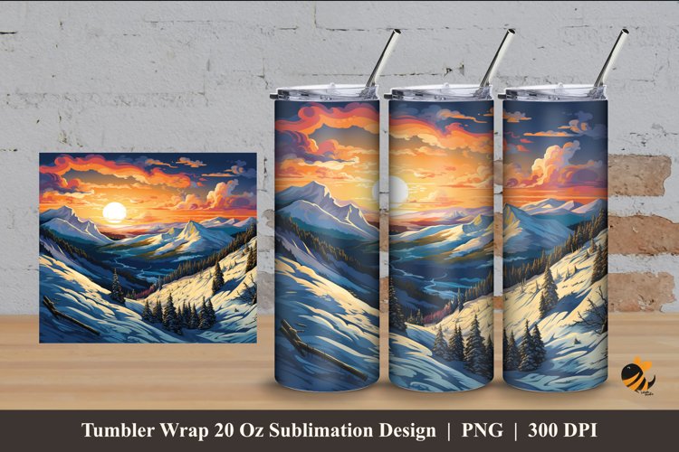 Hill View Tumbler Wrap Sublimation Design 4