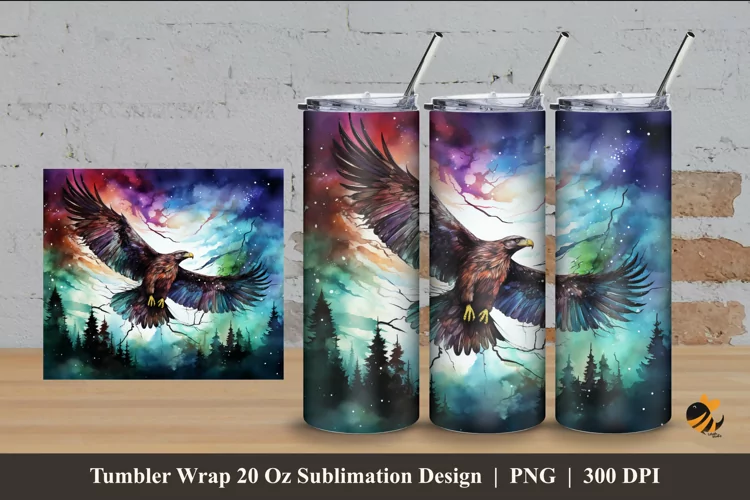 Northern Eagle Tumbler Wrap Sublimation Design 4
