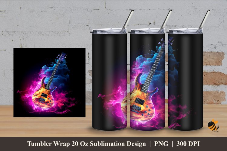 Purple Bass Tumbler Wrap Sublimation Design 4 example image 1