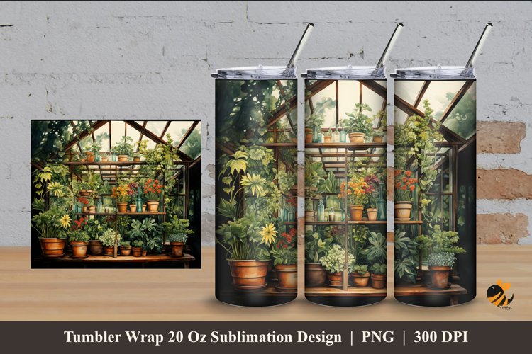 Flower At Greenhouse Tumbler Wrap Sublimation Design 4 example image 1