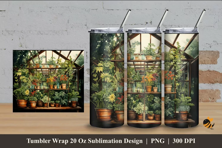 Flower At Greenhouse Tumbler Wrap Sublimation Design 4