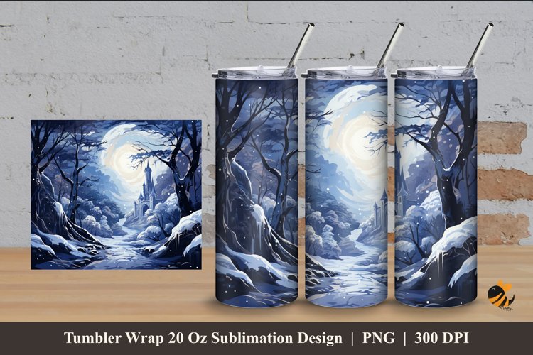 Midnight Winter Tumbler Wrap Sublimation Design 4