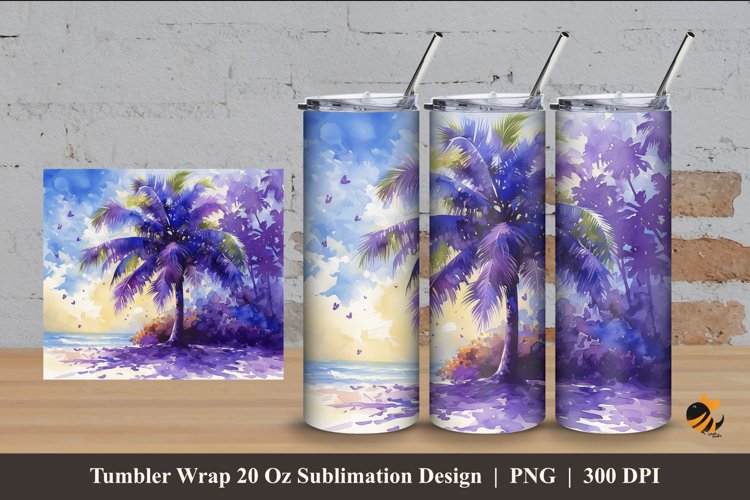 Nikau Palm Tumbler Wrap Sublimation Design 4 example image 1