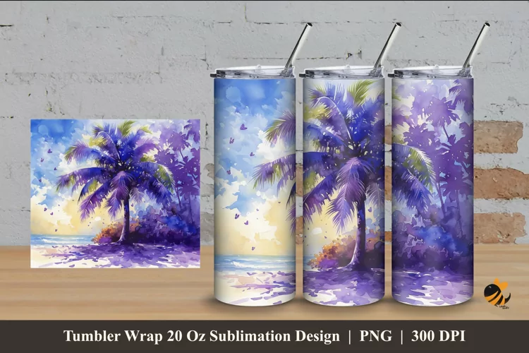 Nikau Palm Tumbler Wrap Sublimation Design 4