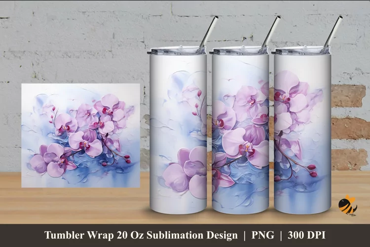 Romantic Flower Tumbler Wrap Sublimation Design 4