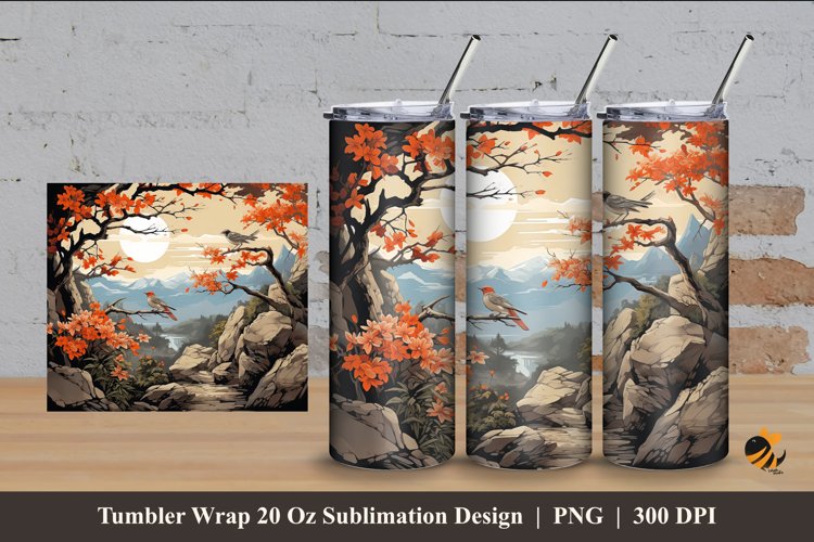 Foggy Forest Tumbler Wrap Sublimation Design 4