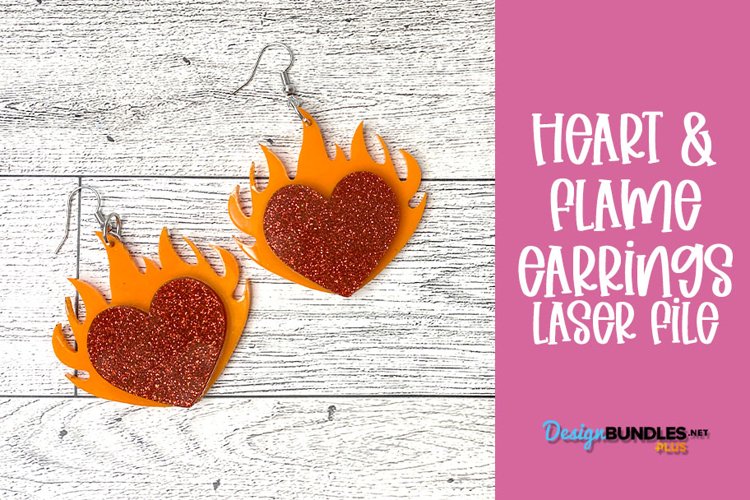 Heart   Flames Earrings | Laser File