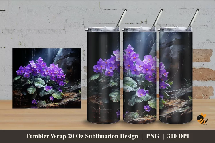 Beautiful Purple Tumbler Wrap Sublimation Design 4