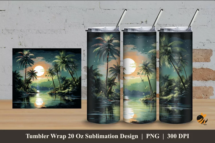 Green Lake Tumbler Wrap Sublimation Design 4