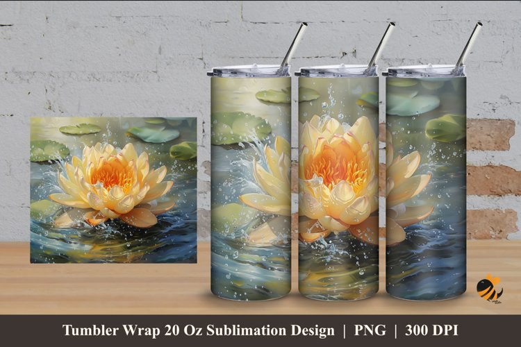 Realistic Flower Tumbler Wrap Sublimation Design 4