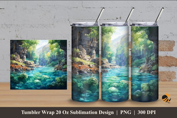 Blue Ocean Tumbler Wrap Sublimation Design 4