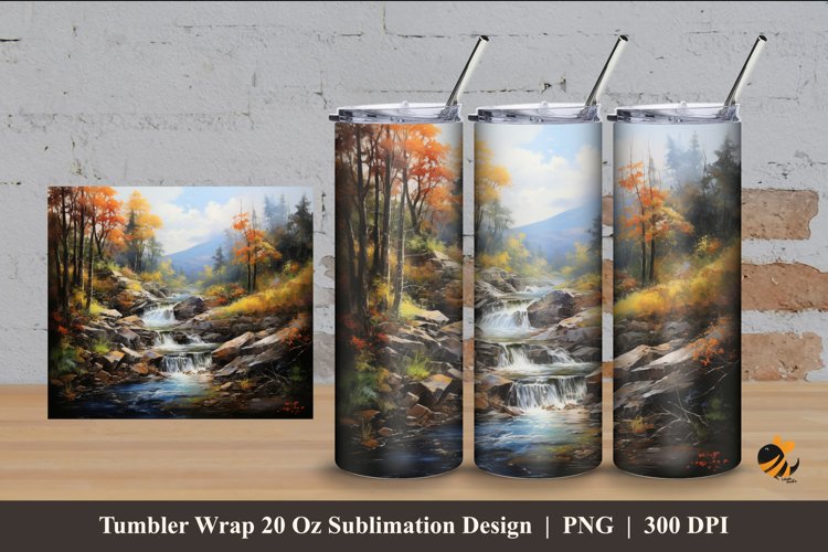Natural Landscape Tumbler Wrap Sublimation Design 4 example image 1