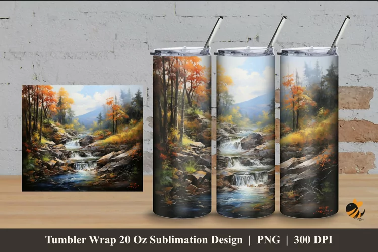 Natural Landscape Tumbler Wrap Sublimation Design 4