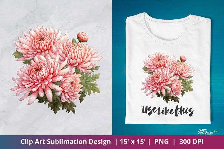 Lovely Chrysanthemum Flower Clip Art Sublimation 4