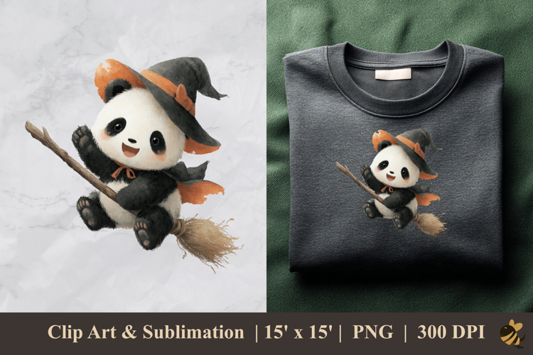 Cute Witch Panda DTF Sublimation Clipart Design 4