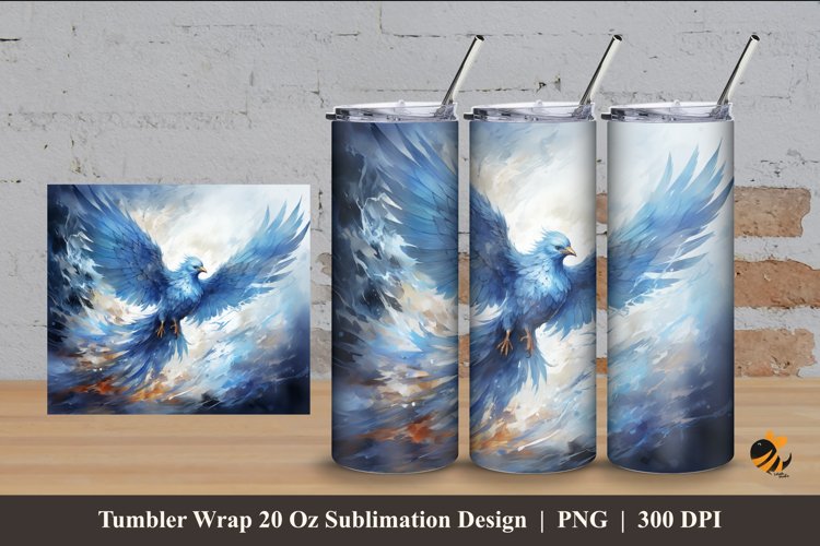 Blue Phoenix frozen ice Tumbler Wrap Sublimation Design 4