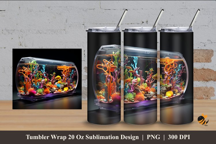 Fantasy Aquarium Tumbler Wrap Sublimation Design 4 example image 1