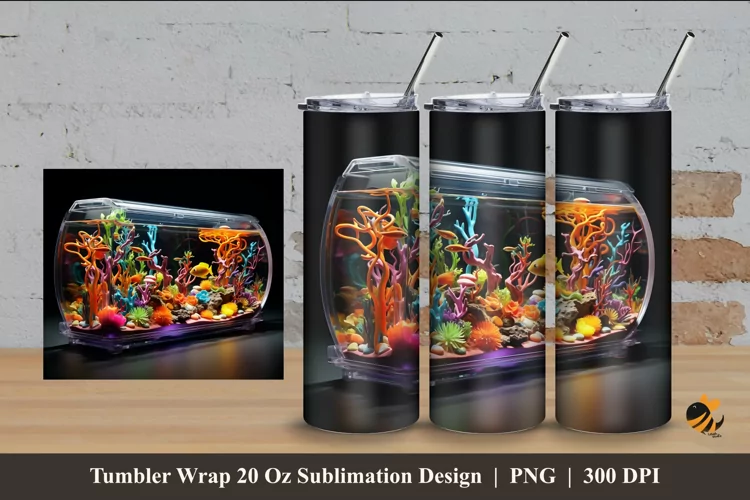 Fantasy Aquarium Tumbler Wrap Sublimation Design 4