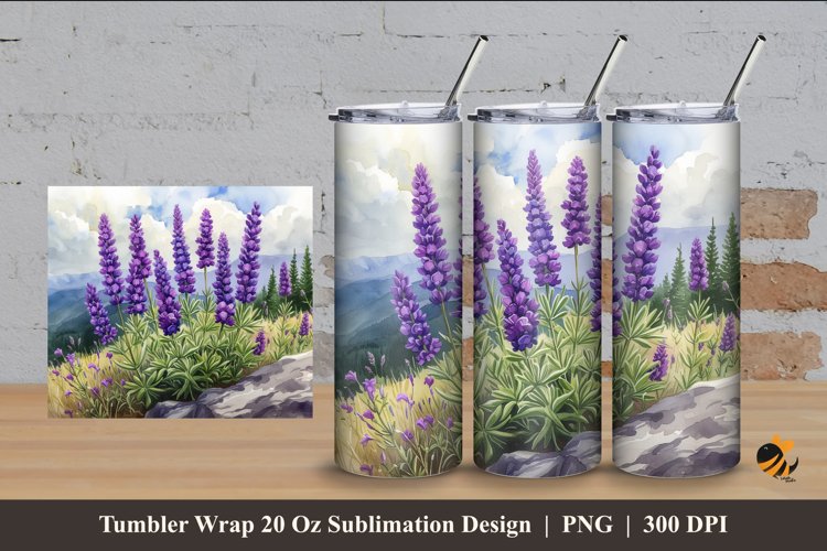 Lavender Flower Tumbler Wrap Sublimation Design 4 example image 1