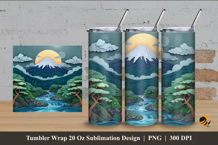 Nature Mountain Tumbler Wrap Sublimation Design 4