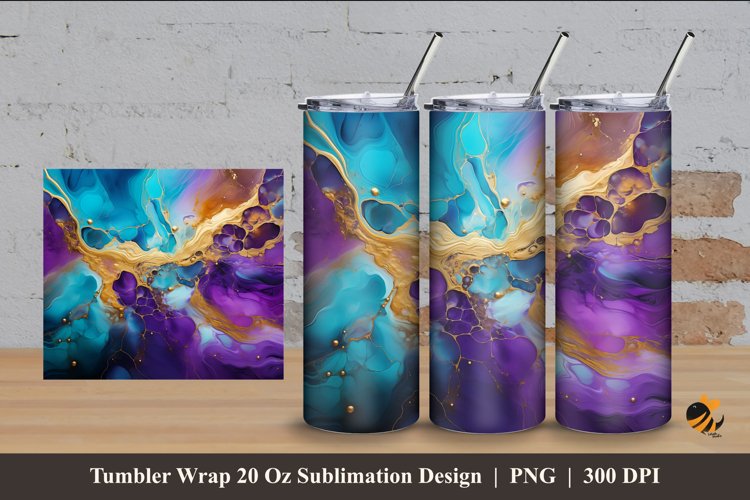 Turquoise Tumbler Wrap Sublimation Design 4 example image 1