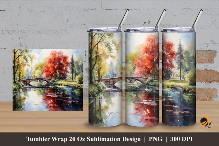 Lake House Tumbler Wrap Sublimation Design 4