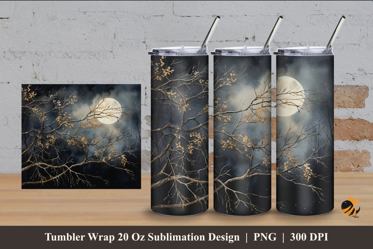 Misty Moon Tumbler Wrap Sublimation Design 4