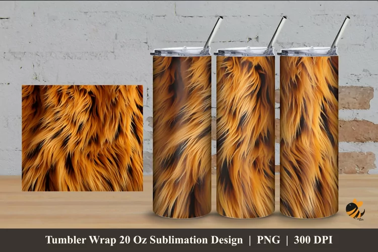 Bear Fur Tumbler Wrap Sublimation Design 4