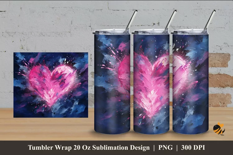 Oil Painting Love Tumbler Wrap Sublimation Design 4