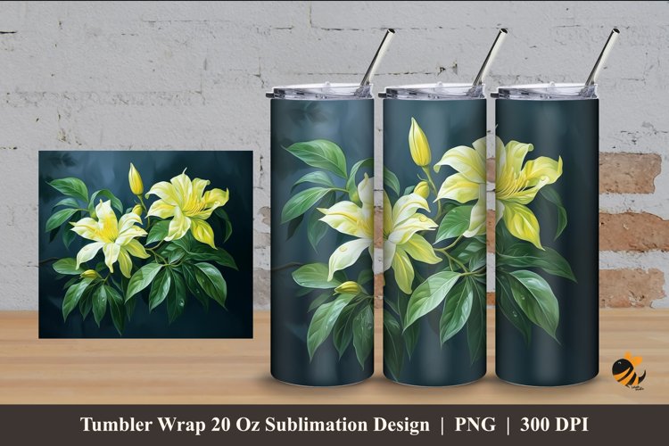 Ylang Ylang Flower Tumbler Wrap Sublimation Design 4