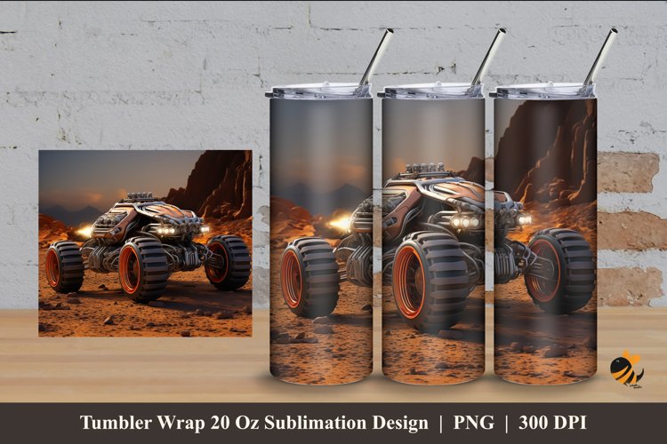Futuristic Car Tumbler Wrap Sublimation Design 4 example image 1