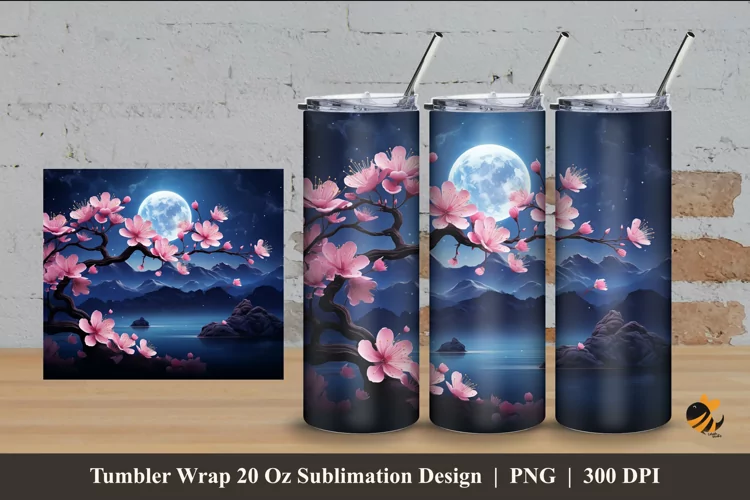 Beautiful Night Tumbler Wrap Sublimation Design 4