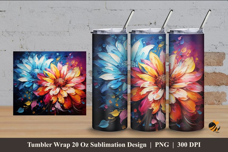 Flowers Wonderful Tumbler Wrap Sublimation Design 4